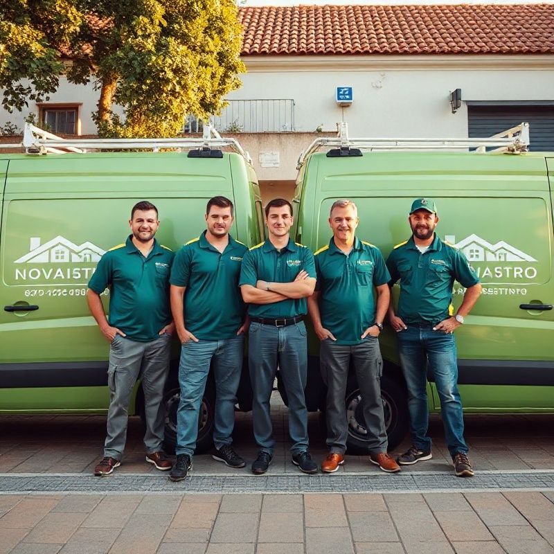 Equipo de Novaiastro delante de sus furgonetas en Zaragoza