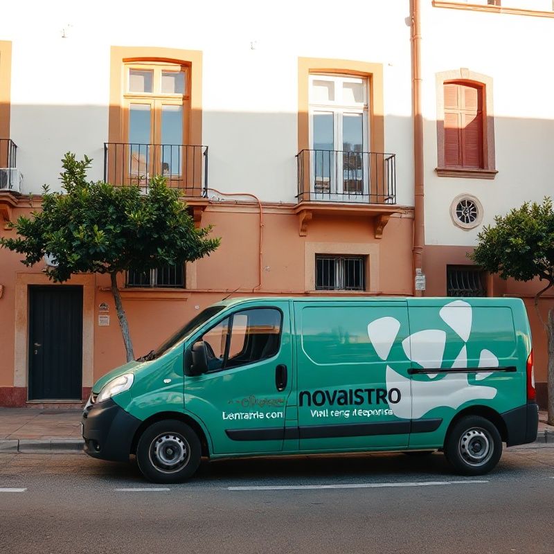 Furgoneta de Novaiastro aparcada frente a un edificio residencial en Zaragoza